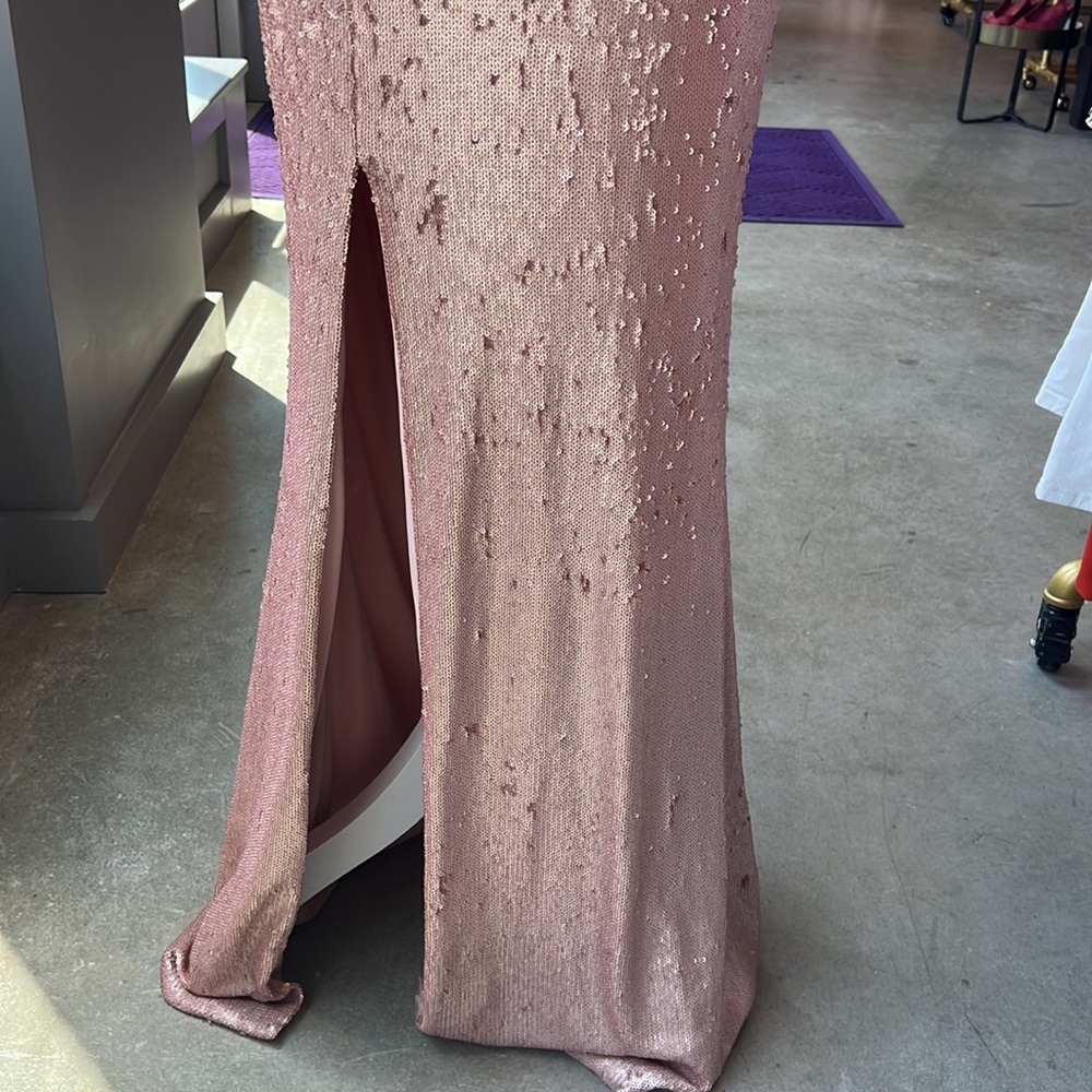 Dress the Population Ellen Strapless Blush Sequin Evening Dress - Picture 3 of 6